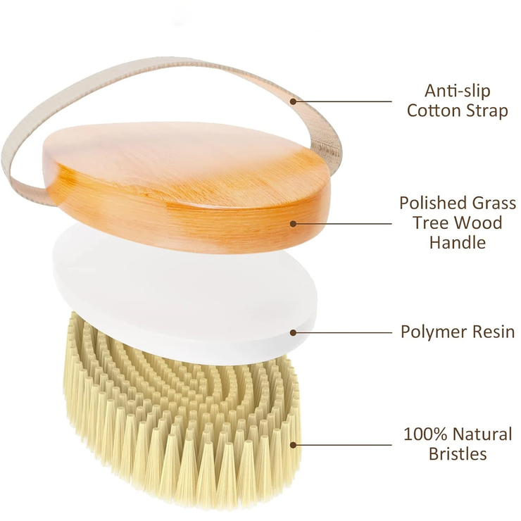 Natural Wooden Wet Dry Skin Body Brush